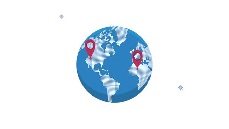 mundo planeta tierra con la ubicación de los alfileres