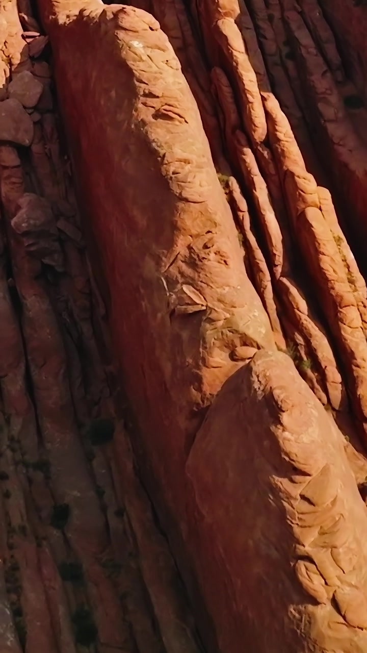 Il paesaggio del Mojave mostra formazioni rocciose rosse sotto un sole splendente