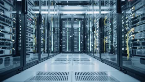 high-capacity servers operate seamlessly in a cutting-edge data center, showcasing efficient cooling systems and advanced technology.