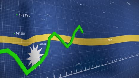 animation of data processing over flag of nauru