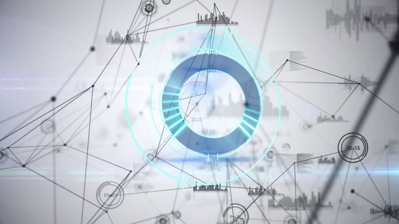 연결 네트워크와 함께 빠르게 움직이는 시계의 애니메이션