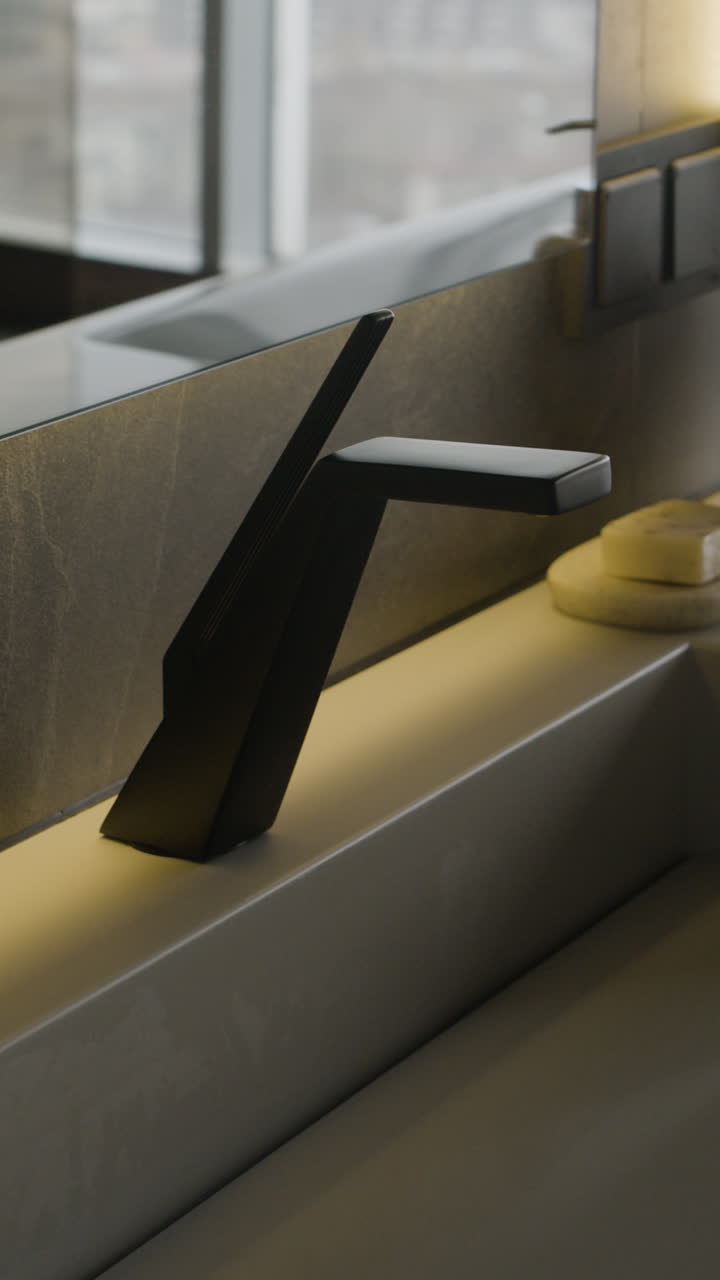 Modern Black Faucet in a Luxury Bathroom