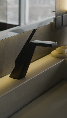 modern black faucet in a luxury bathroom