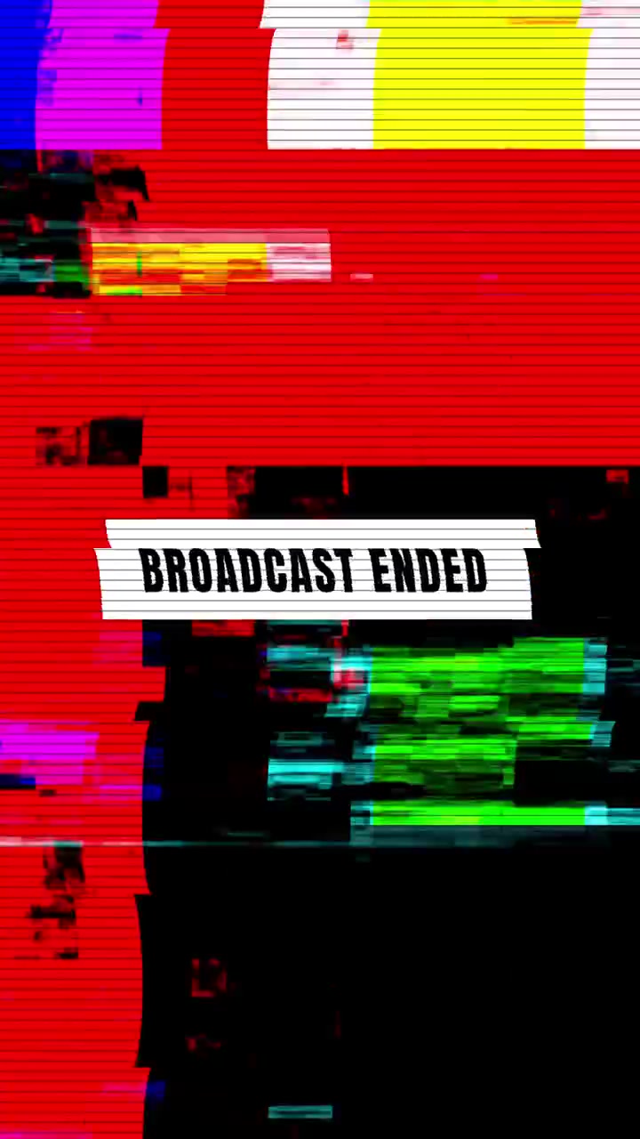 Digital Glitch Effect with Broadcast Ended Text Overlay