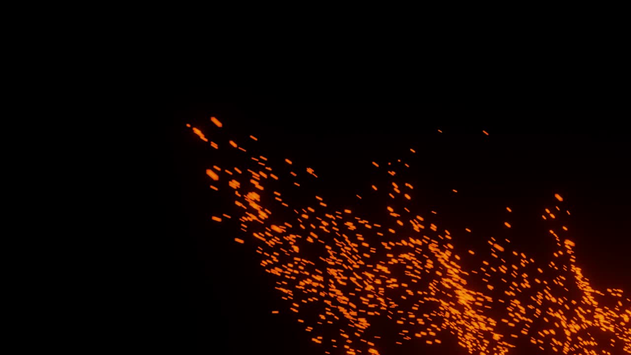 Fire sparks particles on a black background 3D rendering