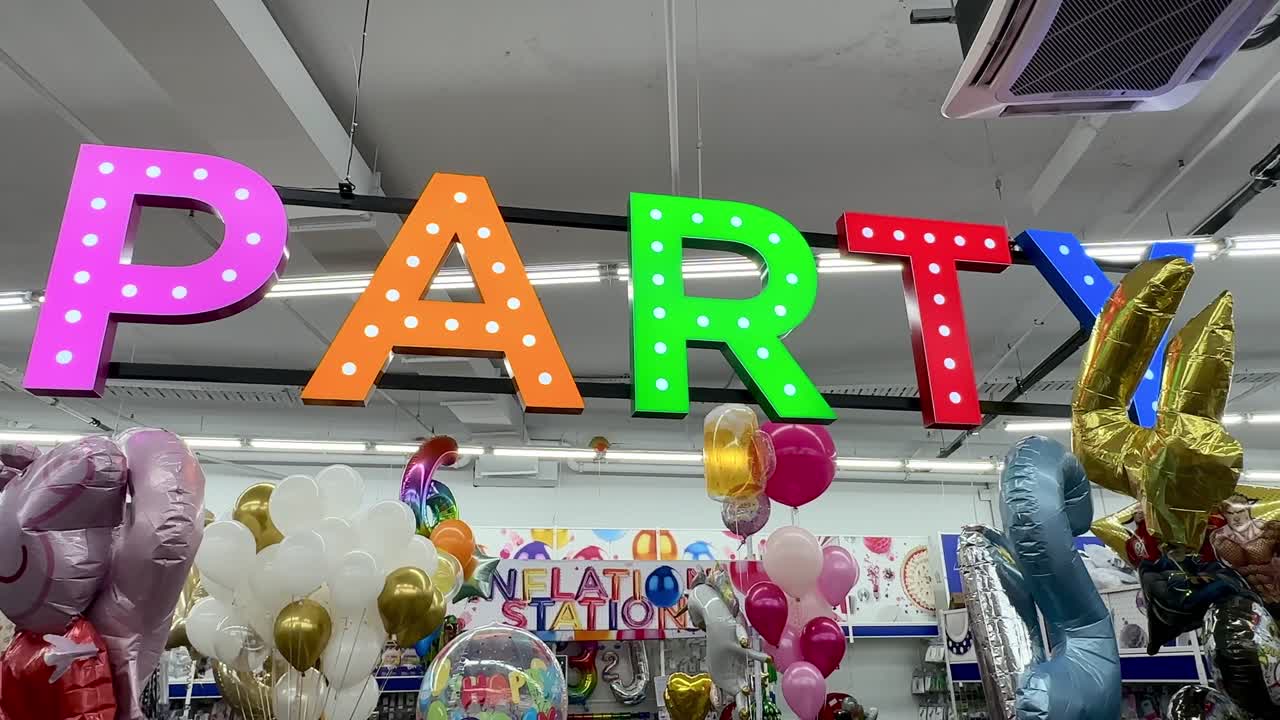 Kids Party supplies shop bright coloured signage Perth Western Australia