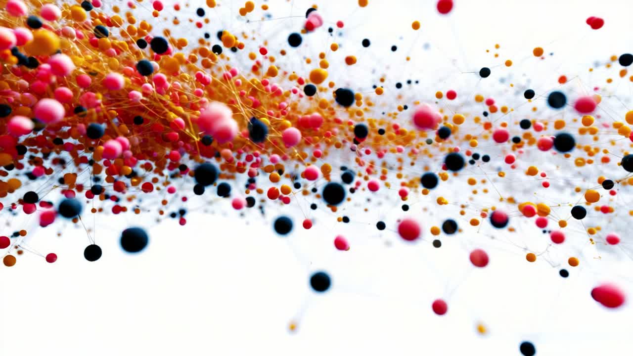 A mesmerizing visual of abstract particles swirling and blending in a vibrant array of colors, creating a dynamic and captivating representation of motion and energy in digital art