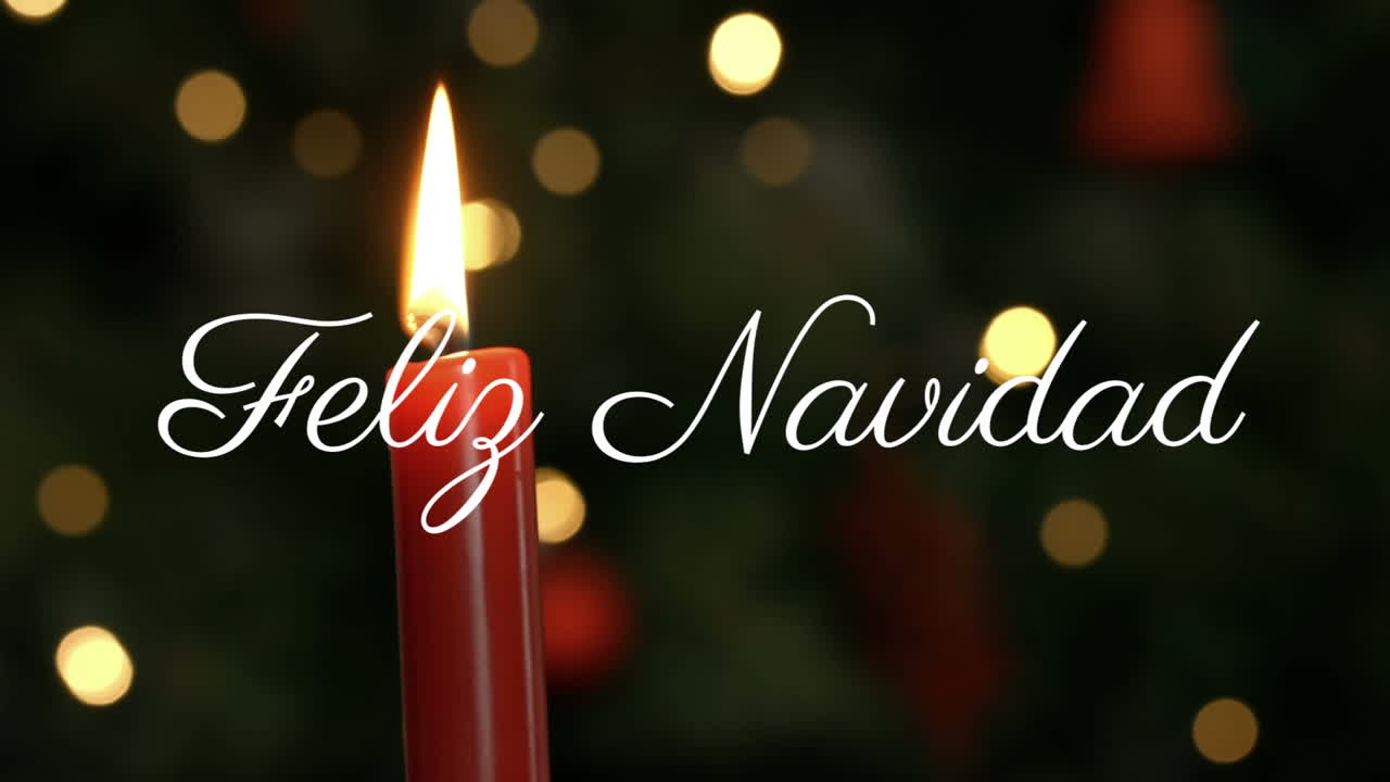 animación de feliz navidad sobre las velas de navidad