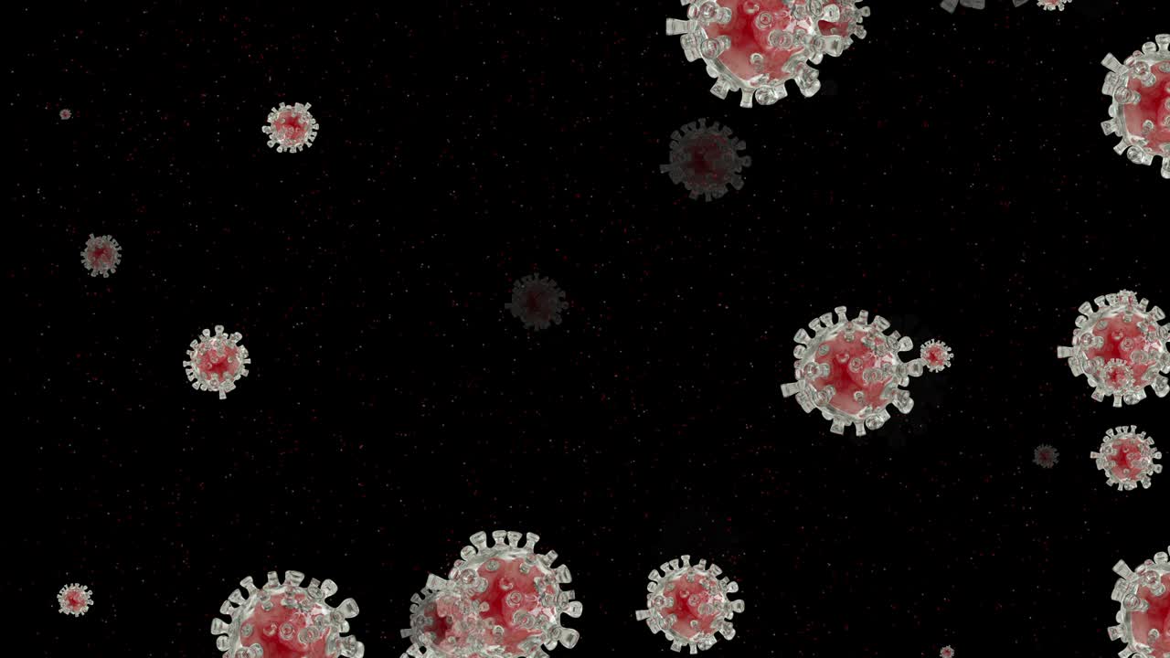 4K Loopable Abstract Coronavirus, Bacteria Model Animation, Black Background