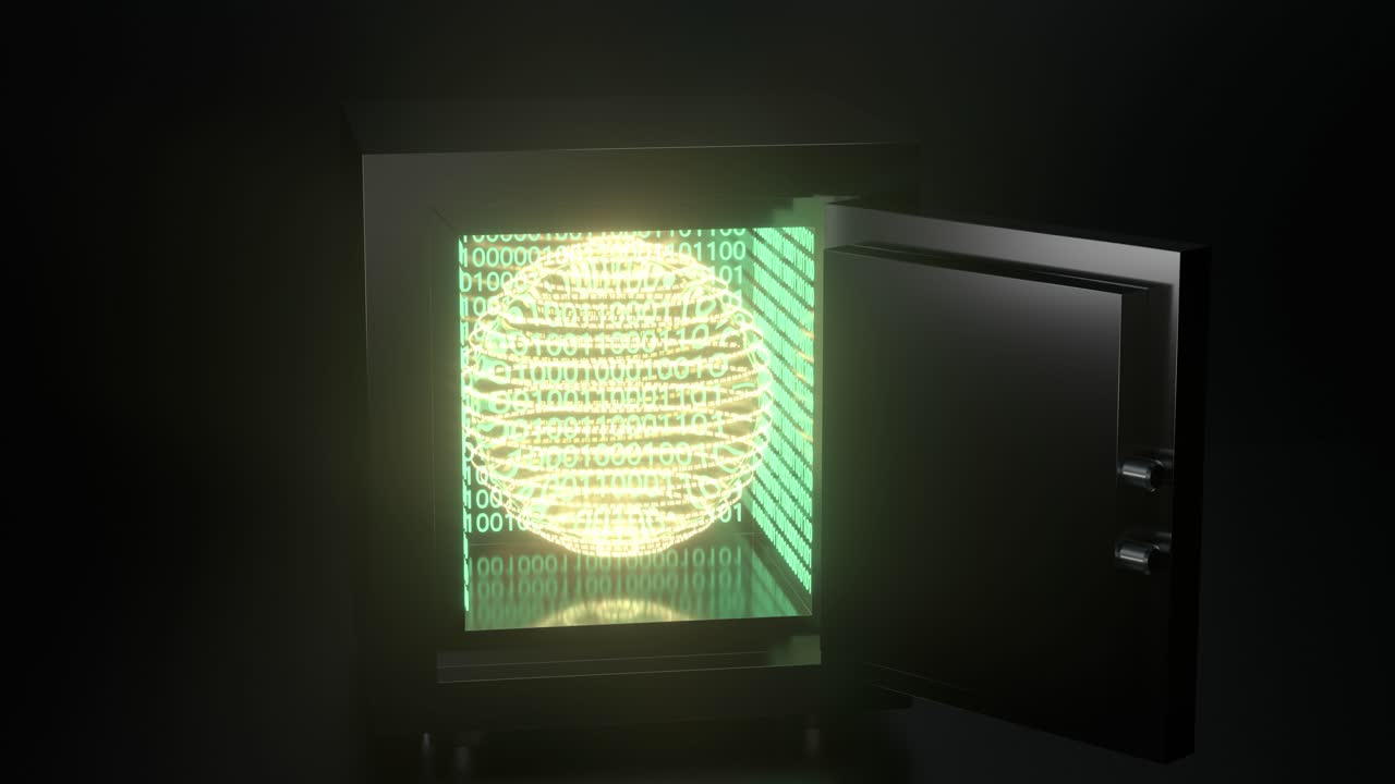 기계적 안전장치, 내부에 디지털 번호, 3d 렌더링