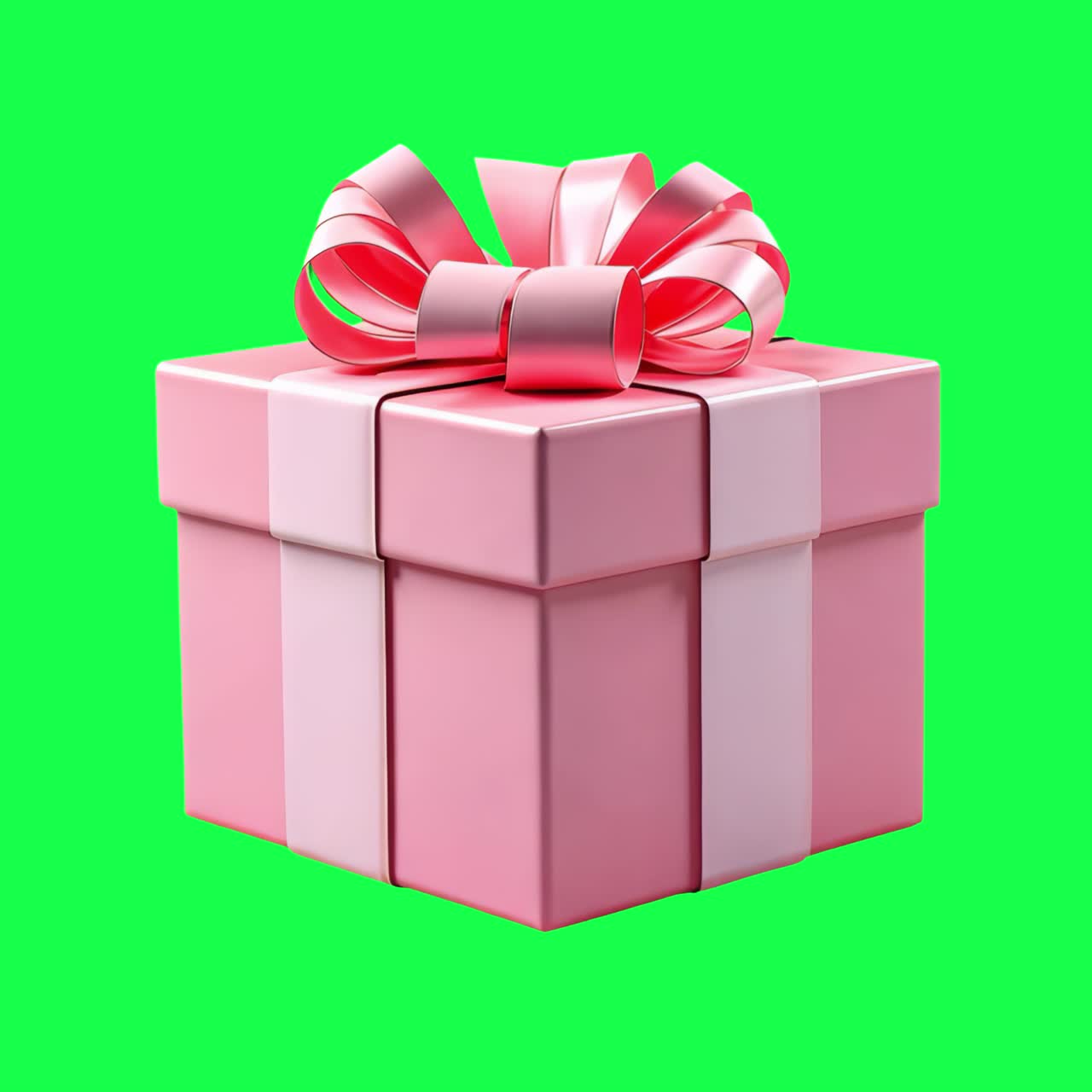 Elegant pink gift box animation, transparent 4K video, green screen