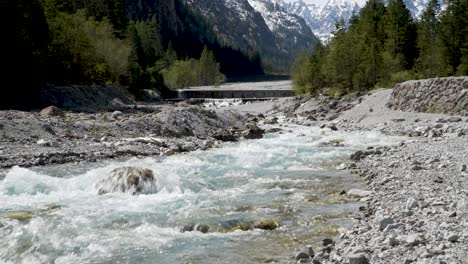 beautiful wild clear river in alps valley in wimbachklamm near berchtesgaden germany