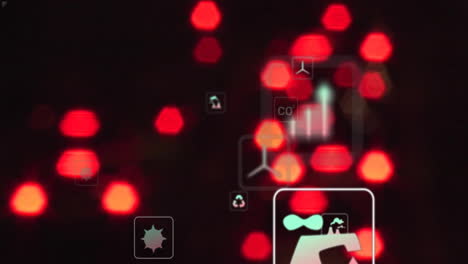 red bokeh lights with animated scientific icons