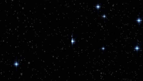 animación de estrellas azules brillantes en el fondo negro del cielo nocturno