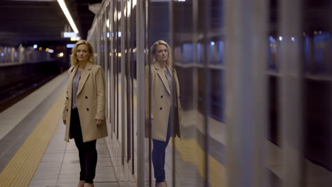 woman waiting at subway station
