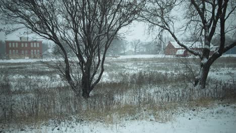 -Slow-motion-snow-falling-in-winter-storm