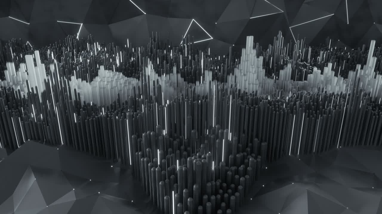 Dynamic waves visualization seamless loop 3D render animation