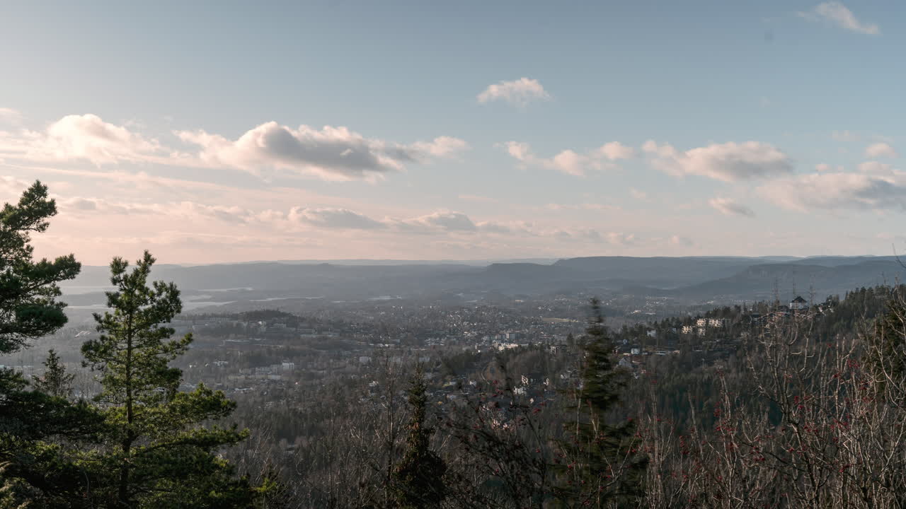 Timelapse over the city and the forest