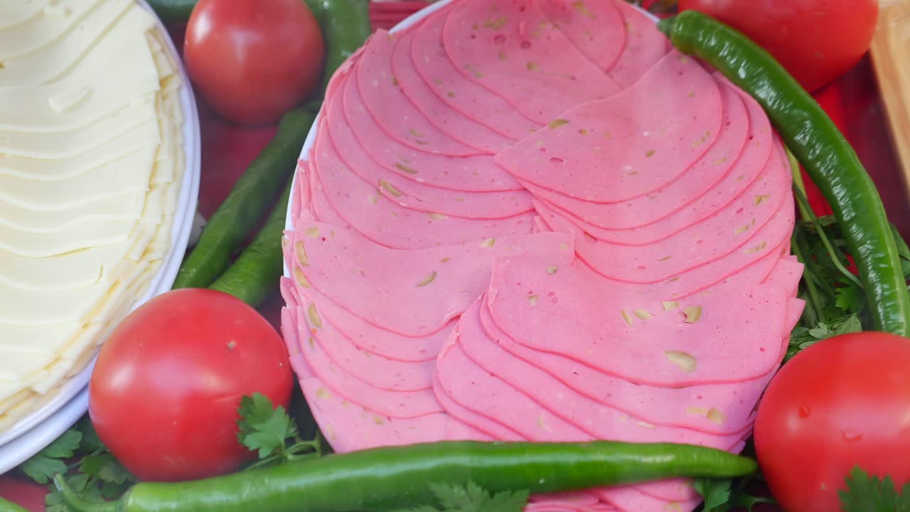 고기, 치즈, 토마토, 고추