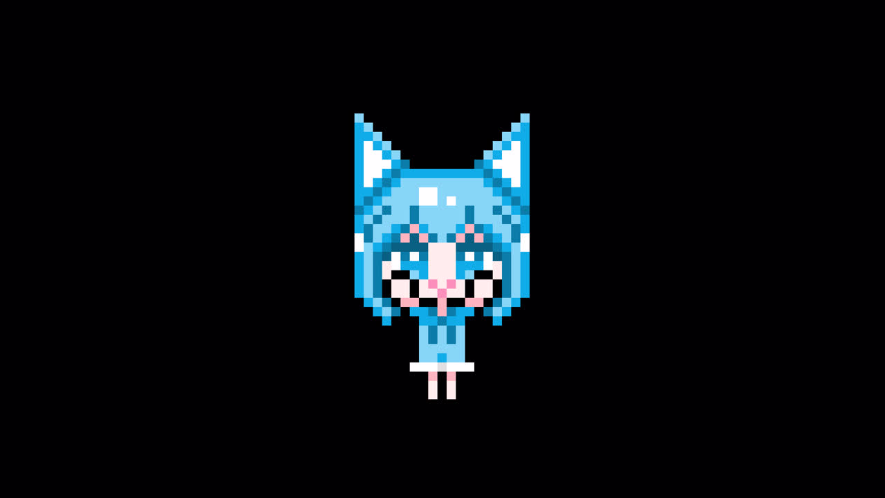 Pixel Cat girl Raise both hands short hair Looping animation. 1080p (2).mov