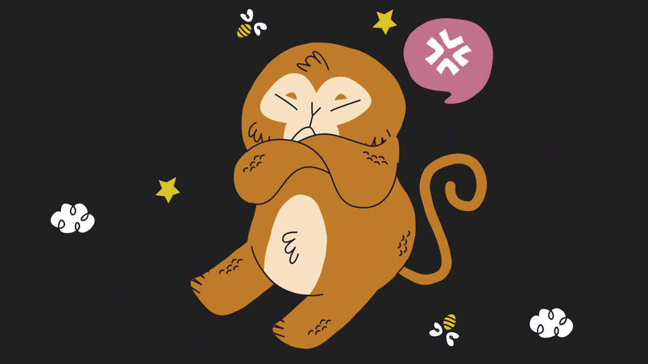 el mono de dibujos animados enojado