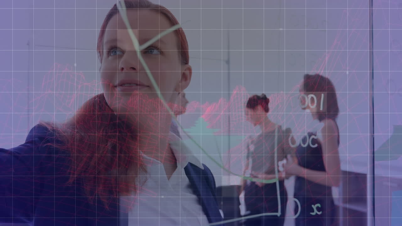 animación de la red con conexiones sobre mujer de negocios caucásica