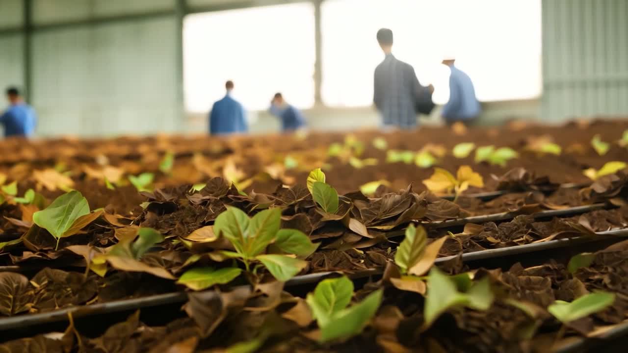 Tobacco Seedlings in a Greenhouse