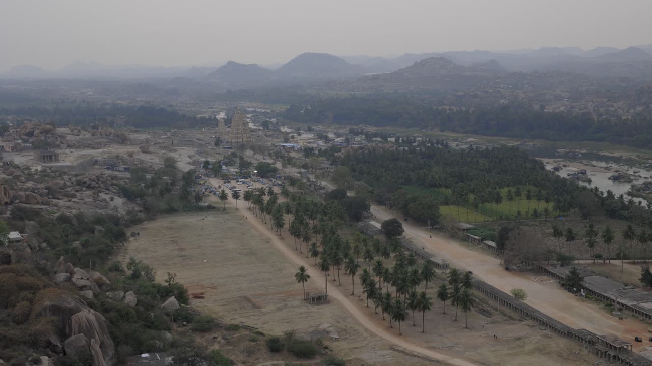 Aerial view Virupaksha Temple in Hampi India