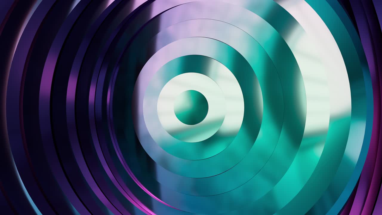 patrón abstracto de círculos con el efecto de desplazamiento. luz de neón azul púrpura ultravioleta moderna. animación de anillos limpios. fondo abstracto para presentación de negocios. bucle sin costuras 4k 3d render