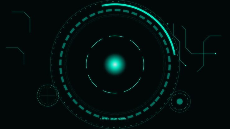 Futuristic Digital HUD Interface with System Calibration Loading Animation