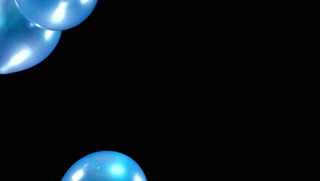 watch as blue balloons gently fall on the left side of the screen, set against a striking black background. the contrast creates a dynamic and captivating visual effect.
