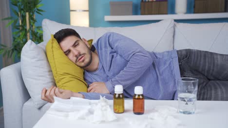 un joven cansado e infeliz y enfermo.