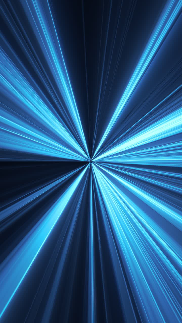 Vertical Video of Fast Blue Brightly Colored Abstract Wormhole with Streaks of Stars Flying By Faster Than Speed of Light for Interstellar Travel Across the Galaxy 4K