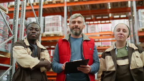 team of warehouse workers in a storage facility