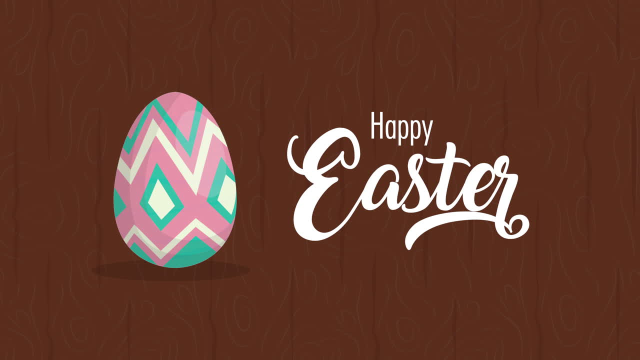 felicità pasqua carta animata con lettere e uova dipinte