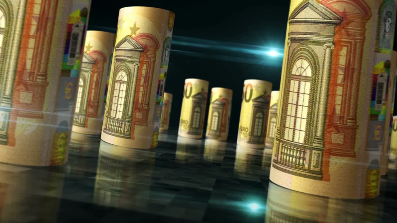 50 유로 지폐의 롤은 완벽한 루프입니다.