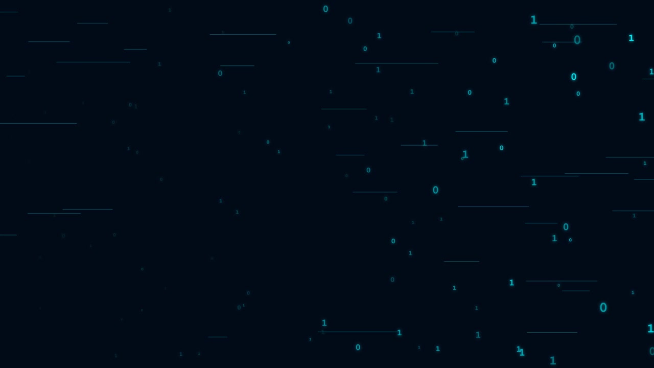 Digital Binary Code Streaming on Dark Background