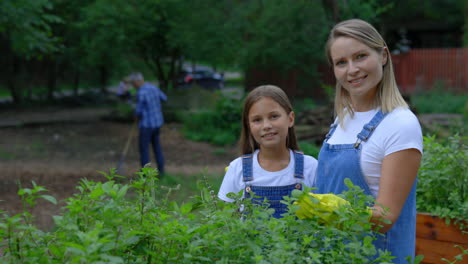mother and daughter gardening