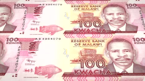 banknotes of one hundred malawian kwacha of malawi rolling, cash money, loop