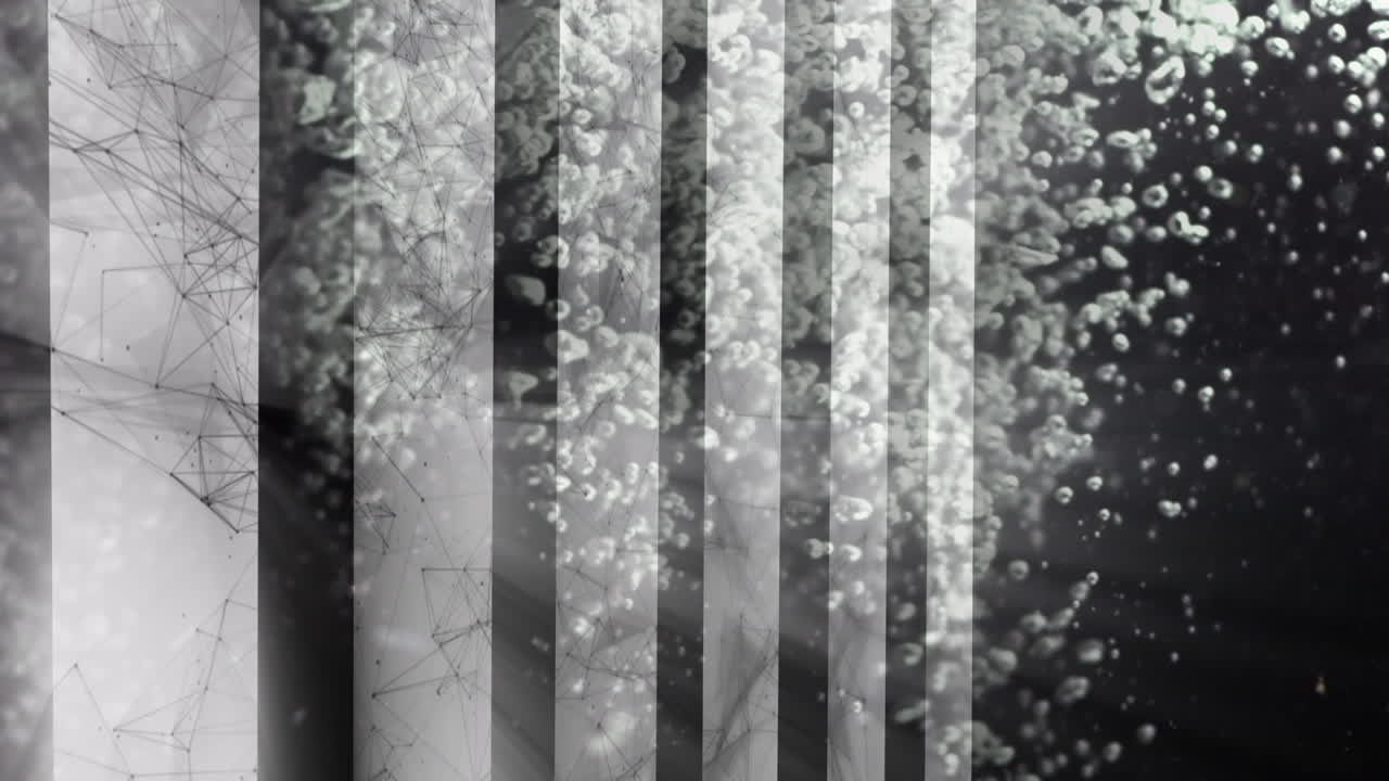 회색 배경에 움직이는 모양과 거품의 애니메이션