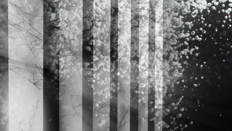 animación de formas en movimiento y burbujas sobre fondo gris