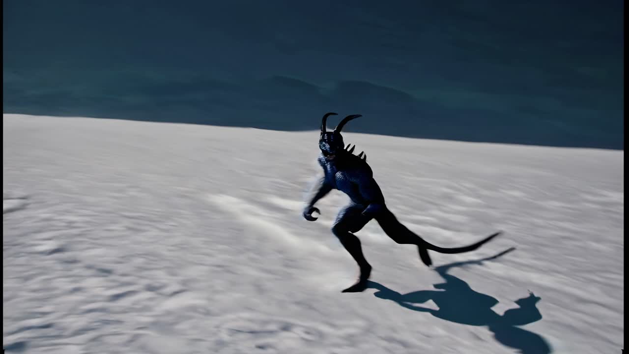 눈 위에서 달리는 외계 생명체