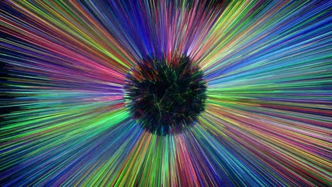 animación abstracta con agujero negro y rayos coloridos