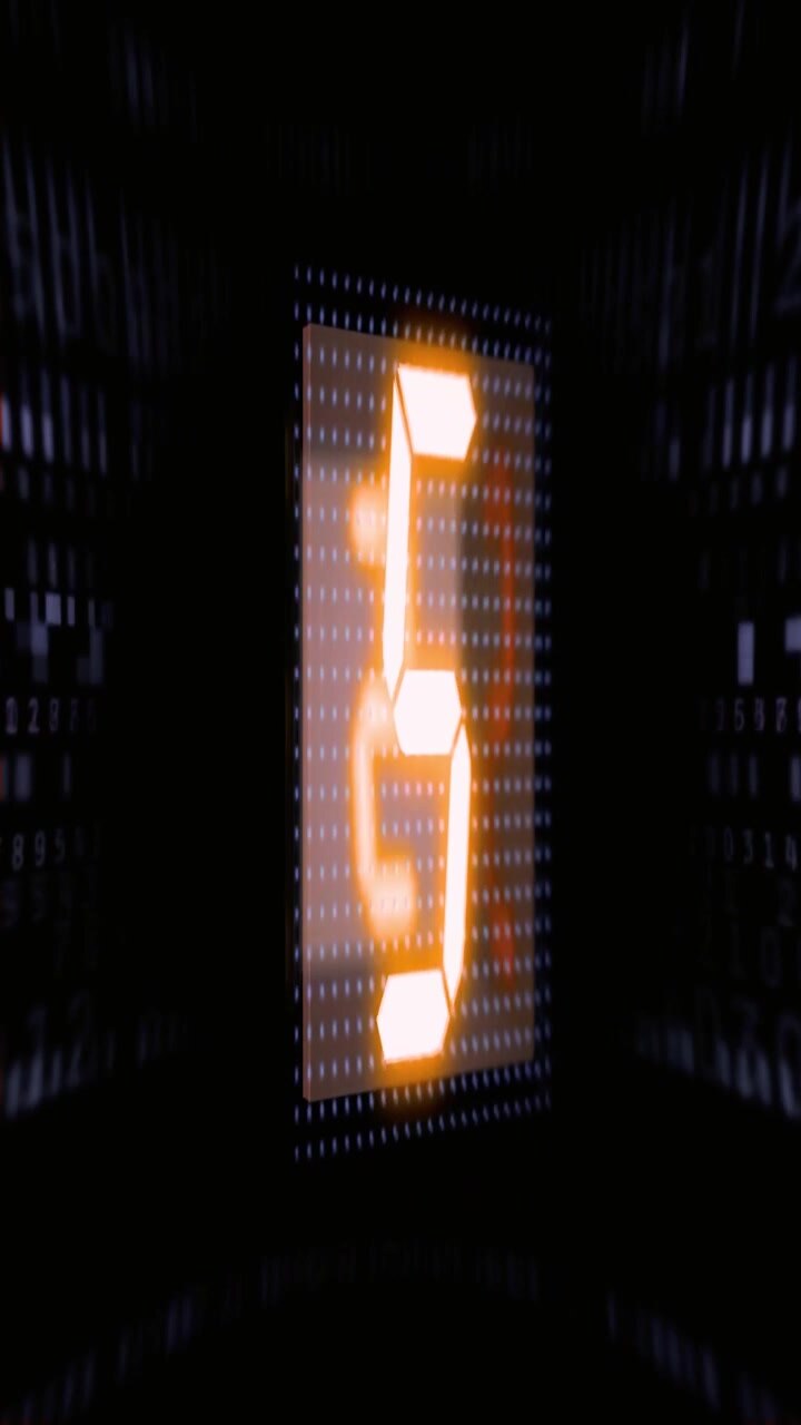 Digital Countdown Timer with Rotating Glowing Numbers