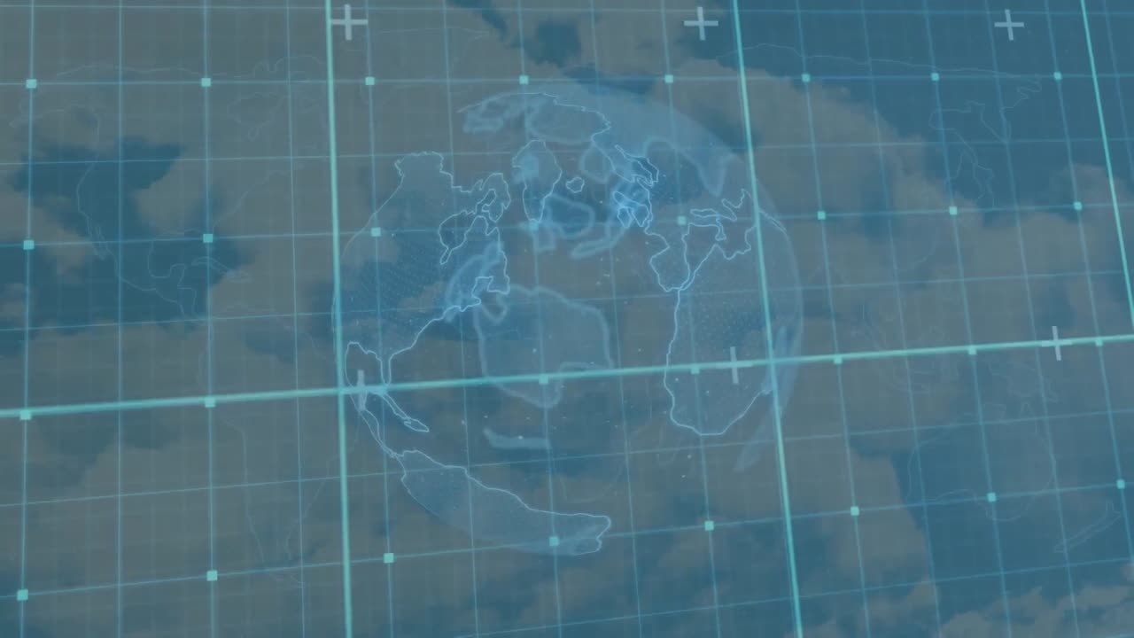 animación del globo y la red de conexiones sobre el cielo