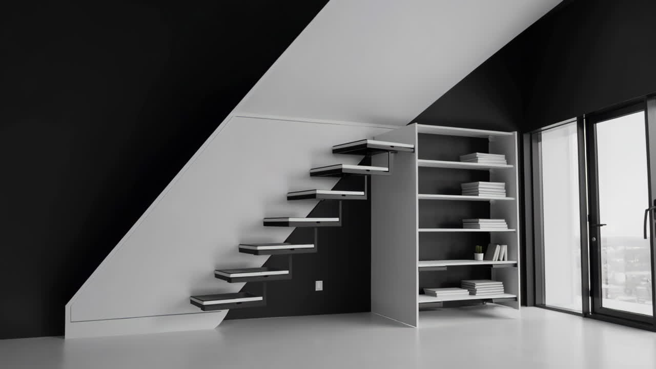 Interni di loft moderni in bianco e nero