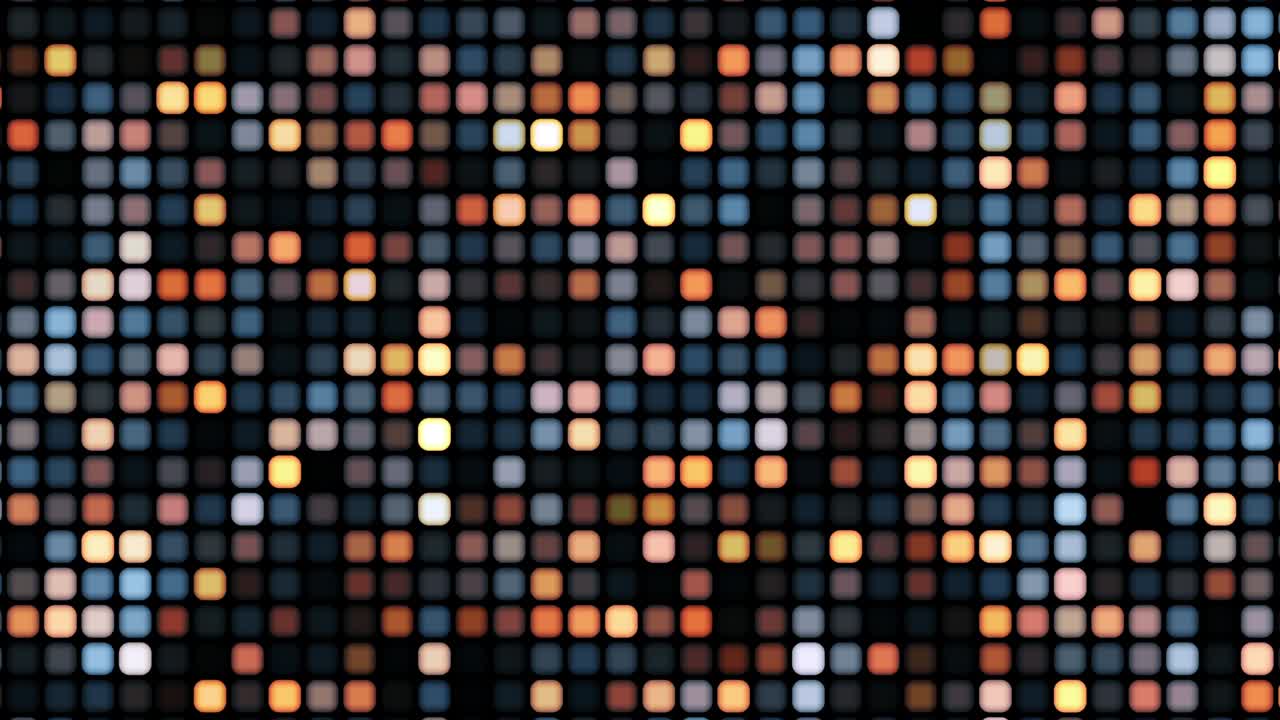 4K 3d rendering Abstract digital technology orange blue grid line distort mosaic tile pattern loop motion.Twinkling small blinking shining squared with flicker electrical line.Hi-tech futuristic background