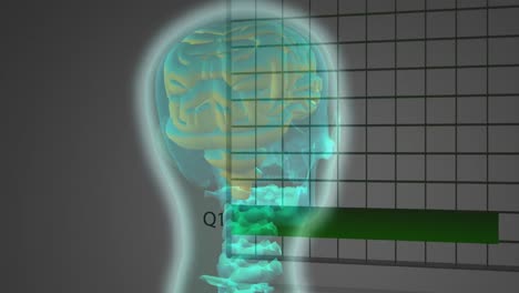 animación de gráficos y gráficos sobre cabeza giratoria sobre fondo marrón