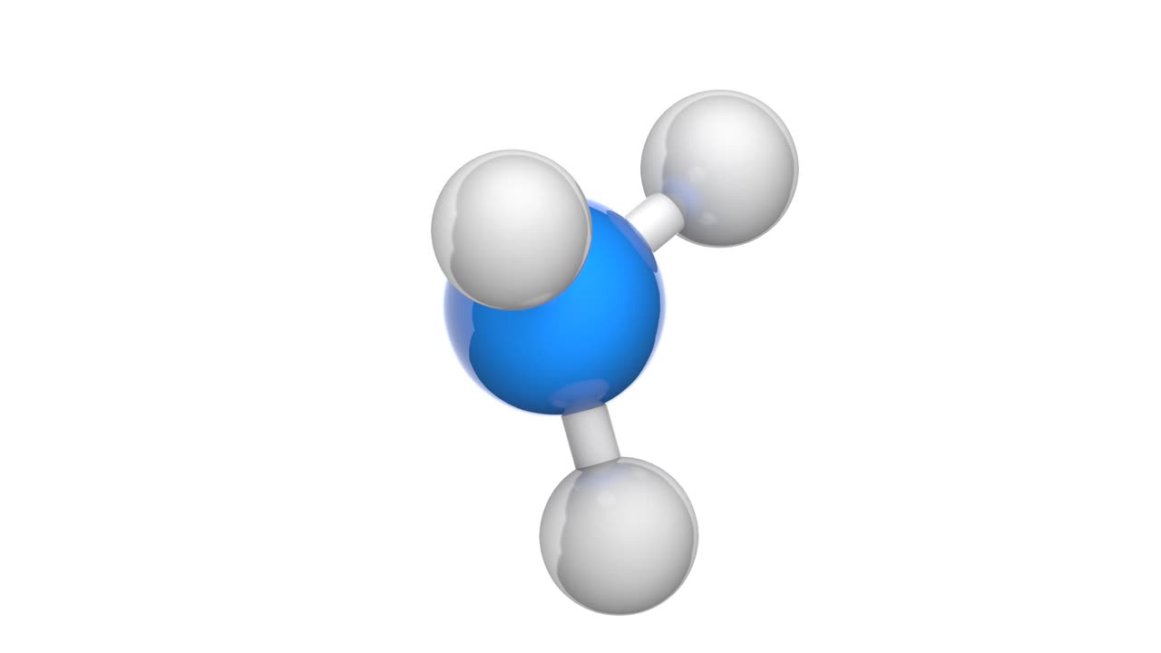 Ammonia (molecular formula: NH3). Seamless loop.