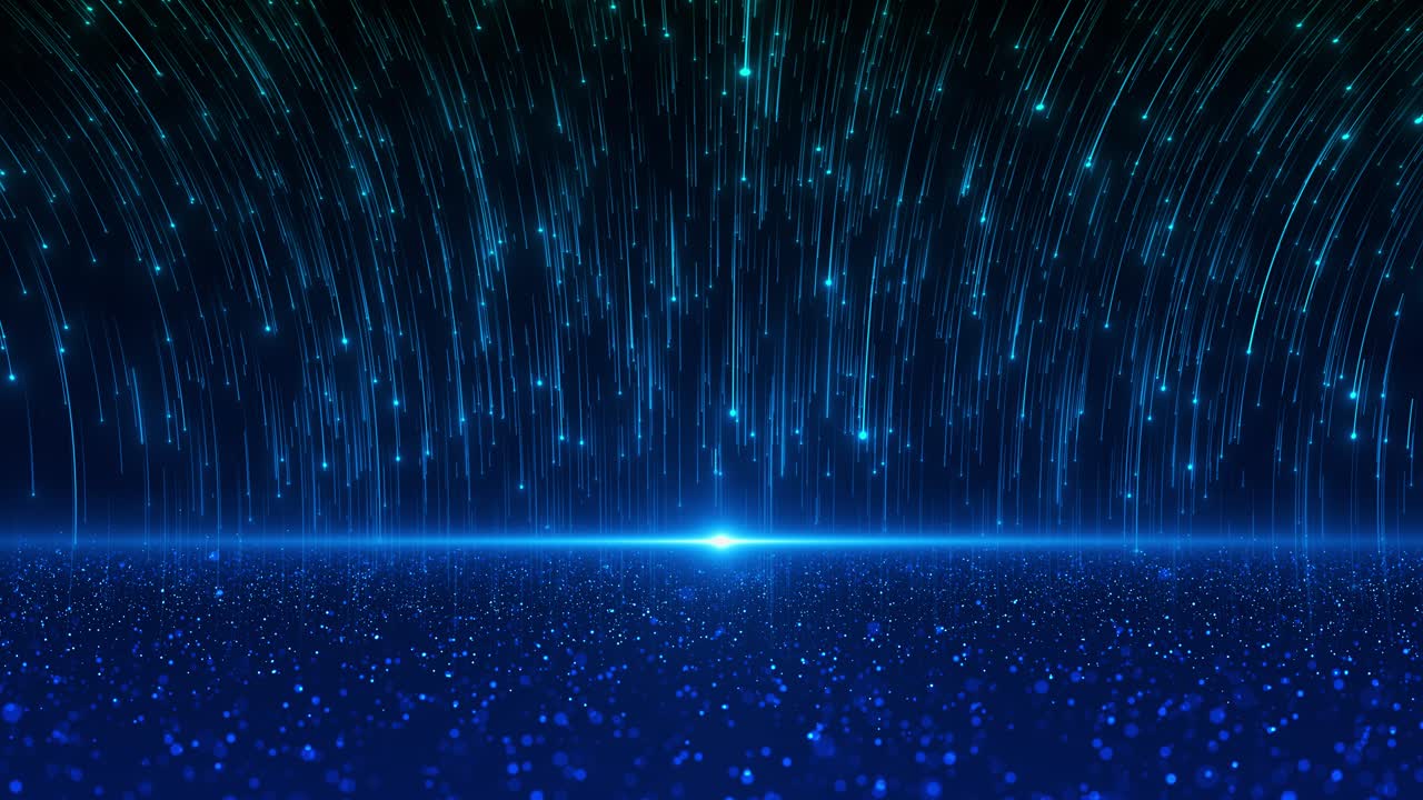 Mesmerizing falling light flares descending from above blending seamlessly shimmering surface of